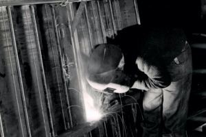 Welding a chassis in 1971